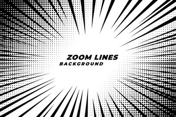 Wall Mural - comic zoom lines motion background with halftone effect