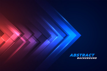 Wall Mural - moving forward arrows in glowing red and blue lights