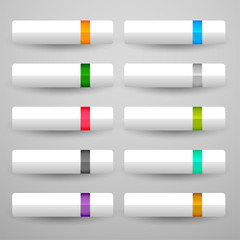 white buttons set in ten shiny colors
