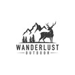 © EndR_ID - Hipster deer landscape logo  - vector illustration on a light background
