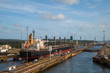 Cargo ship in the Panama Canal locks