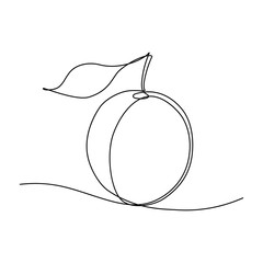 Sticker - Plum fruit in continuous line art drawing style. Minimalist black line sketch on white background. Vector illustration