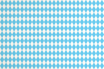 Oktoberfest background with blue Bavarian check seamless pattern, flag of Bavaria on white fabric canvas for Germany national festival celebration party