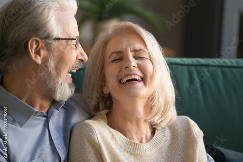 Photographie Laughing happy positive senior family couple close up.