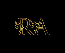 Initial Letter R And A, RA, Gold Logo Icon, Classy Gold Letter Monogram Logo Icon Suitable For Boutique,restaurant, Wedding Service, Hotel Or Business Identity.