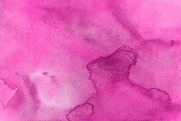 Poster - Pink watercolor texture with abstract washes and brush strokes on the white paper background. Chaotic abstract organic design.