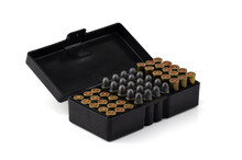 Bullets .32 In The Box Ammunition On White Background, Clipping Path.