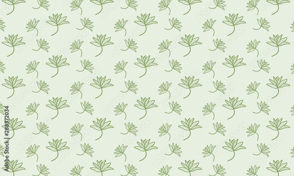 Lite Green Background and Hepatica Leaves Pattern Background