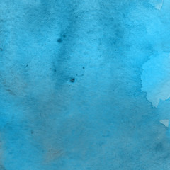 Wall Mural - Blue watercolor winter texture with abstract washes and brush strokes on the white paper background.