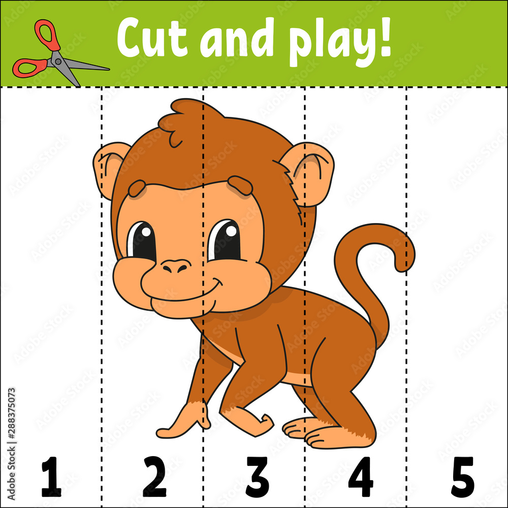 Learning numbers. Cut and play. Education developing worksheet. Game ...