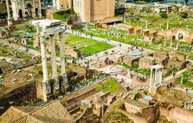 Wall Mural - ruins of Roman Forum in Rome city, Italy