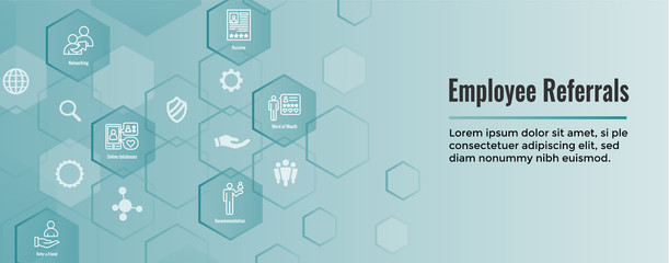 Wall Mural - Employee Referrals Icon Set & Web Header Banner