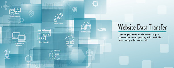 Wall Mural - Website Data Transfer Icon Set and Web Header Banner