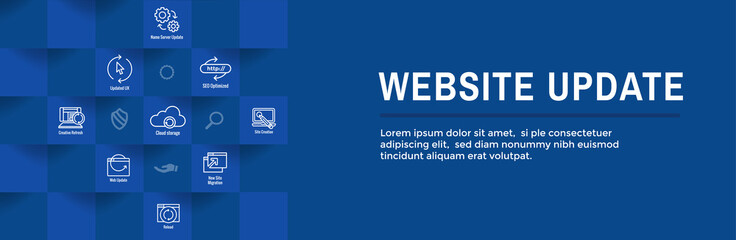 Website Update Icon Set with Web Header Banner