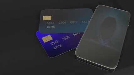 mobile and credit card for cybersecurity concept 3d rendering.