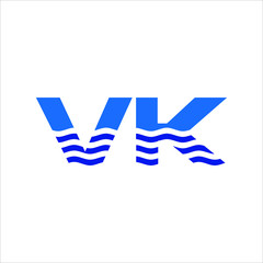 Wall Mural - Letter K and V Logo. Water Symbol. Sea Icon Vector Eps 10. 