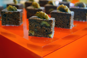 Brownie square bites with a crackled top