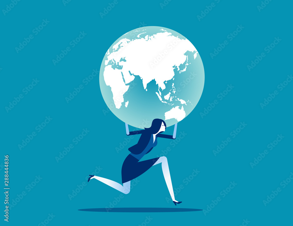 Holding globe. Concept people and earth vector illustration, Flat ...