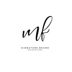 M F MF Initial letter handwriting and  signature logo concept design.