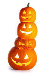 Poster - Stack of Halloween Pumpkins on white