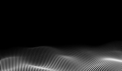 Wall Mural - big data. vector abstract futuristic digital landscape with particles dots and stars on horizon. com