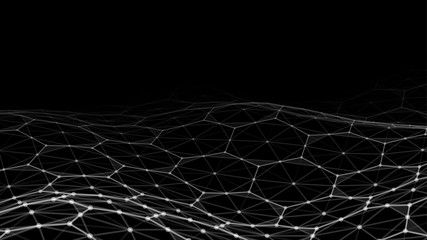 Wall Mural - big data. vector abstract futuristic digital landscape with particles dots and stars on horizon. com