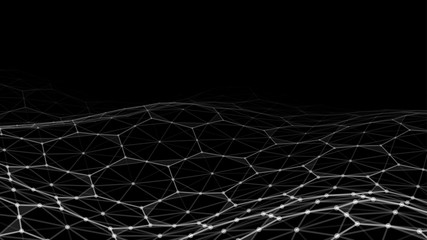 Wall Mural - big data. vector abstract futuristic digital landscape with particles dots and stars on horizon. com