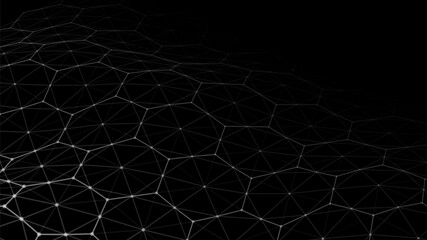 Big Data. Vector abstract futuristic digital landscape with particles dots and stars on horizon. computer geometric digital connection