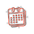 © Lysenko.A - Calendar organizer icon in comic style. Appointment event vector cartoon illustration on white isolated background. Month deadline business concept splash effect.