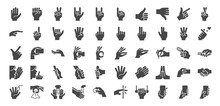 Hand Gestures Line Icon Set. Included Icons As Fingers Interaction,  Pinky Swear, forefinger Point, Greeting, Pinch, Hand Washing And More.