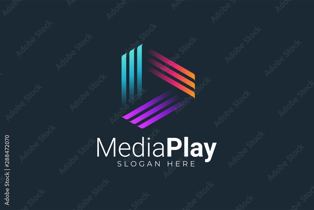 Play Media Button Symbol Logo Icon Vector Stock Vector | Adobe Stock