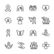 Vector set of breast cancer line icons.