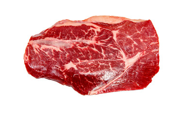 Top blade steak marbled beef on white background