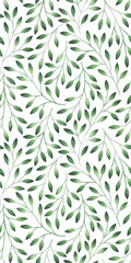 Seamless pattern with stylized leaves. Watercolor hand drawn illustration.