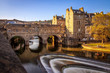 Bath, UK - Pulteney Bridge and the River Avon at Sunset Hour