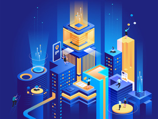 Wall Mural - smart business platform isometric illustration