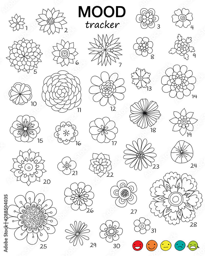 Printable month mood tracker for Bullet journal Stock Vector | Adobe Stock printable-month-mood-tracker-for-bullet-journal-stock-vector-adobe-stock