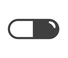 Pill Capsule Vector Icon. The Shape Of The Capsule Is Simple. Isolated On A White Background.