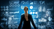 © InfiniteFlow - Big Data Technology for Business Finance Analytic Concept. Modern graphic interface shows massive information of business sale report, profit chart and stock market trends analysis on screen monitor.