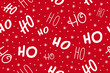 Ho ho ho pattern, Santa Claus laugh. Seamless texture pattern red background.