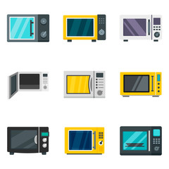 Poster - Microwave icon set. Flat set of microwave vector icons for web design