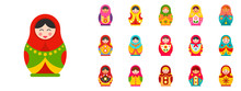 Nesting Doll Icon Set. Flat Set Of Nesting Doll Vector Icons For Web Design