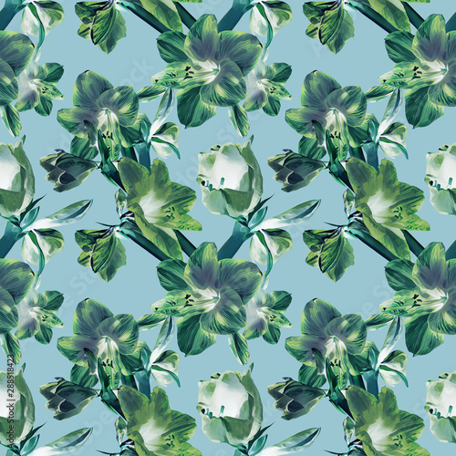 Amaryllis seamless pattern. Floral illustration.