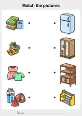 Wall Mural - Match object with the Storage - Worksheet for education