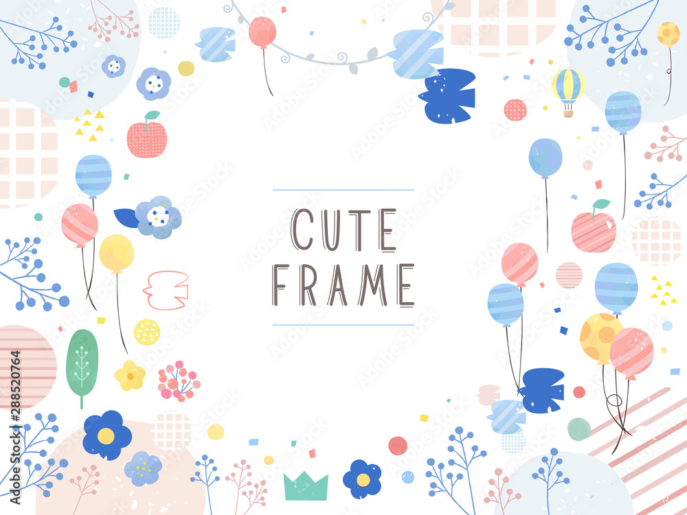 かわいいナチュラルな背景フレームのイラスト素材 Wall Mural Nana