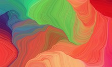Curved Lines Artwork With Indian Red, Teal Blue And Tomato Colors. Abstract Dynamic Background And Creative Wallpaper Art Drawing