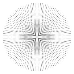 Poster - Halftone rays, beams. dots, dotted radial burst lines. Sparkle, fireworks, gleam design. Circular, concentric stripes. radiating, converging trail lines