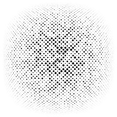 Poster - Half-tone dots, circles, dotted element. Sphere, orb or globe distortion speckles. Diffuse radial, radiating bloat, bulge warp. Polka-dot inflate design. Circular geometric pattern, abstract circles
