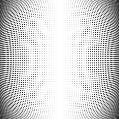 Poster - Half-tone dots. Dotted, circles pattern. Sphere, orb or globe distortion speckles. Diffuse radial, radiating bulge, bloat warp. Polka-dot inflate design. Abstract circles circular geometric pattern