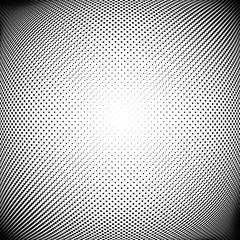 Poster - Half-tone dots. Dotted, circles pattern. Sphere, orb or globe distortion speckles. Diffuse radial, radiating bulge, bloat warp. Polka-dot inflate design. Abstract circles circular geometric pattern